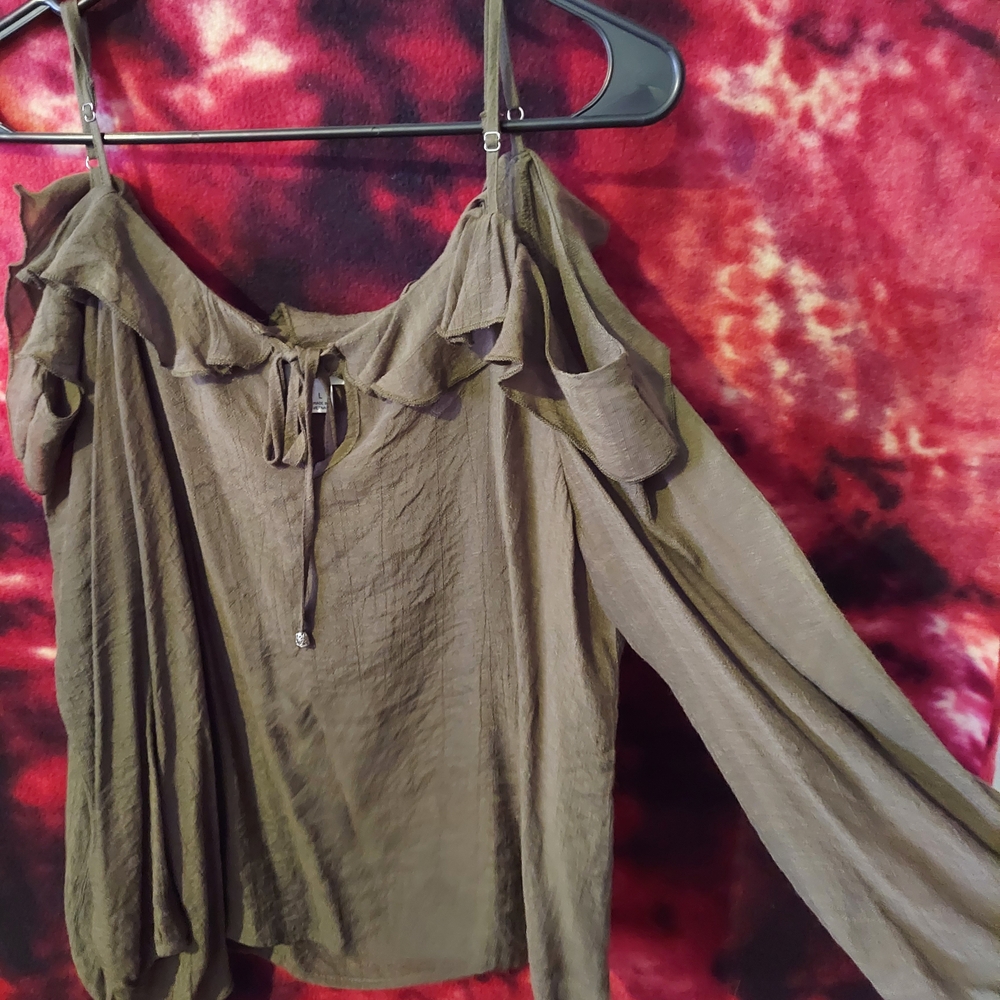 Elegant Olive Green Off-Shoulder Blouse